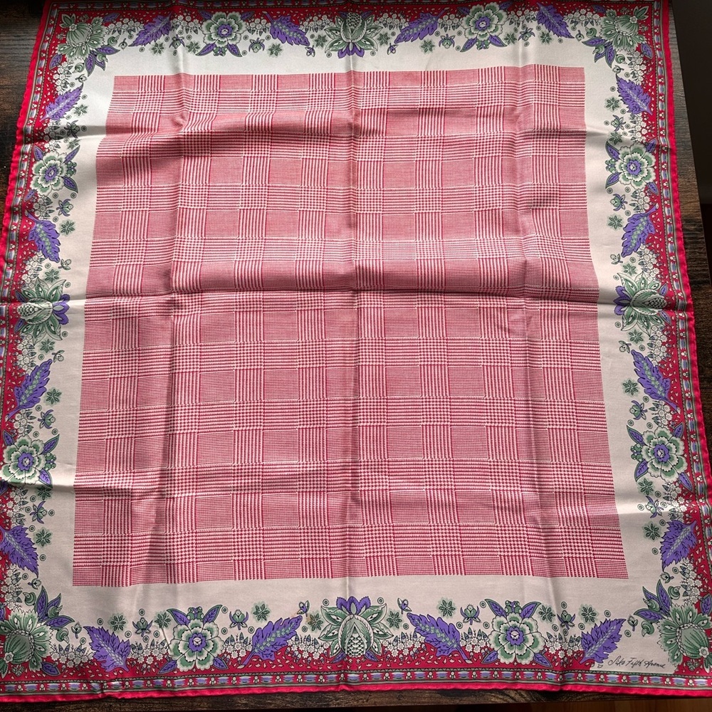 SAKS Fifth Avenue Paisley Checkered Floral Scarf